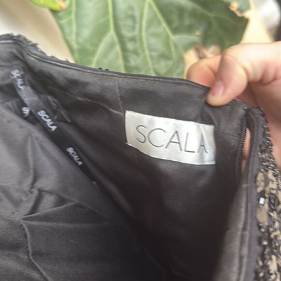 Scala Silk Black Sequin Beaded Dress Strapless Sweetheart Prom Formal Cocktail - Picture 6 of 8